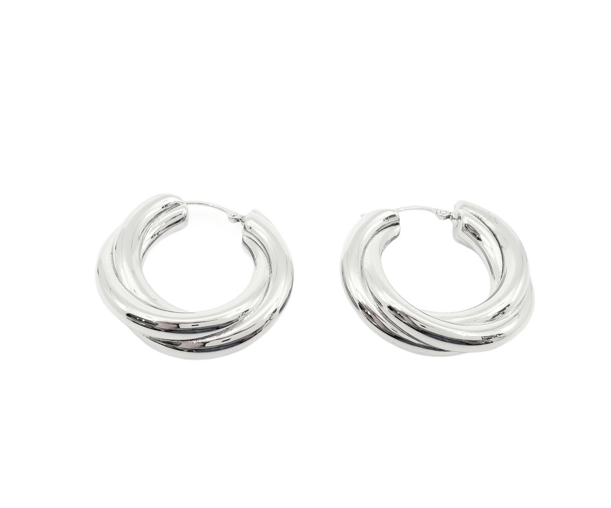 Sterling Silver Hoop Earrings 28mm
