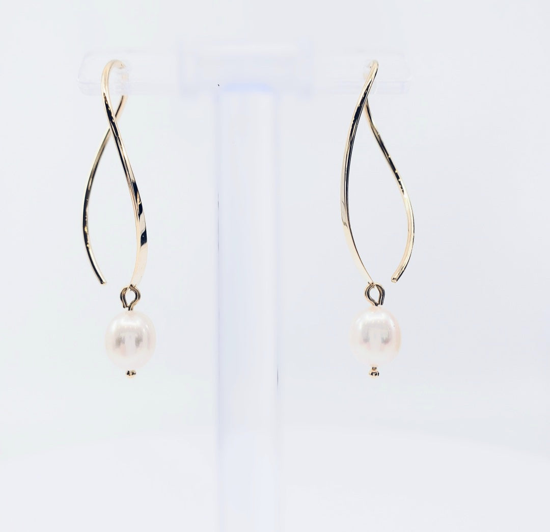 14K Yellow Fresh Water Pearl 7-8mm Earrings