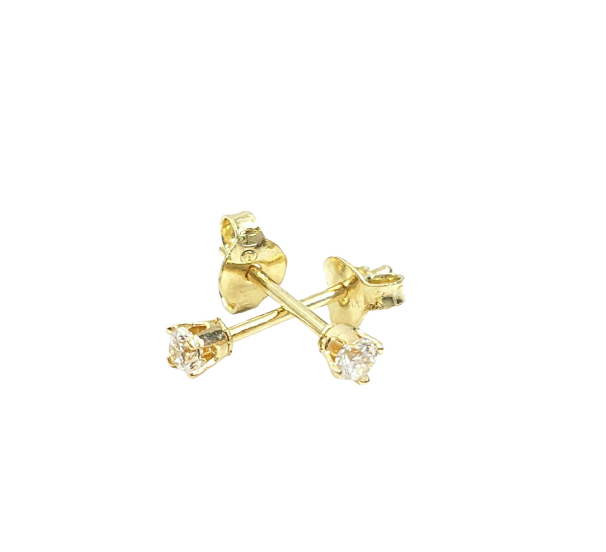 Pendientes de circonita cúbica de oro amarillo de 10 quilates - 4 mm