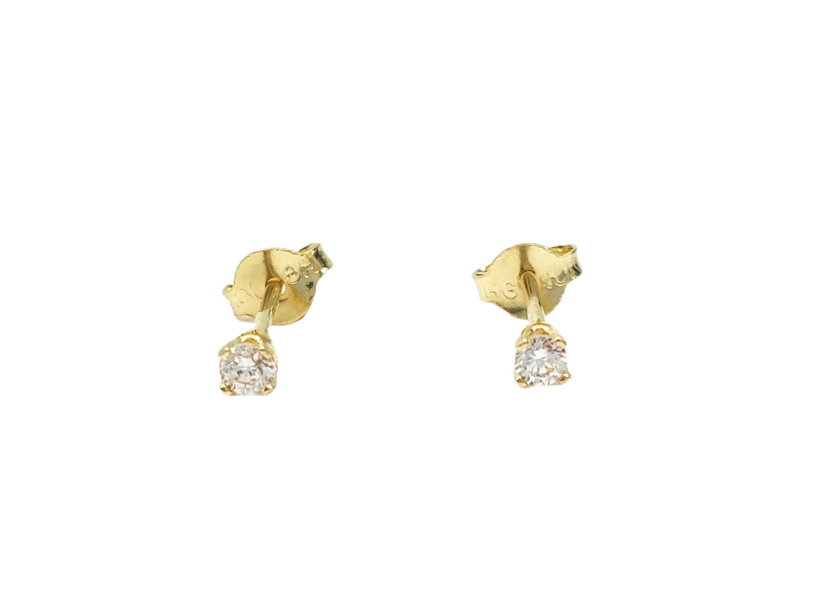 Pendientes de circonita cúbica de oro amarillo de 10 quilates - 4 mm