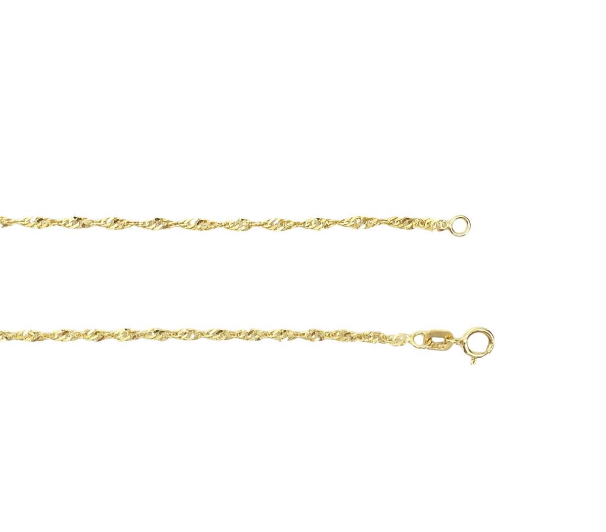 10K Yellow Gold 2mm Singapore Chain with Spring Clasp - 20 Inches