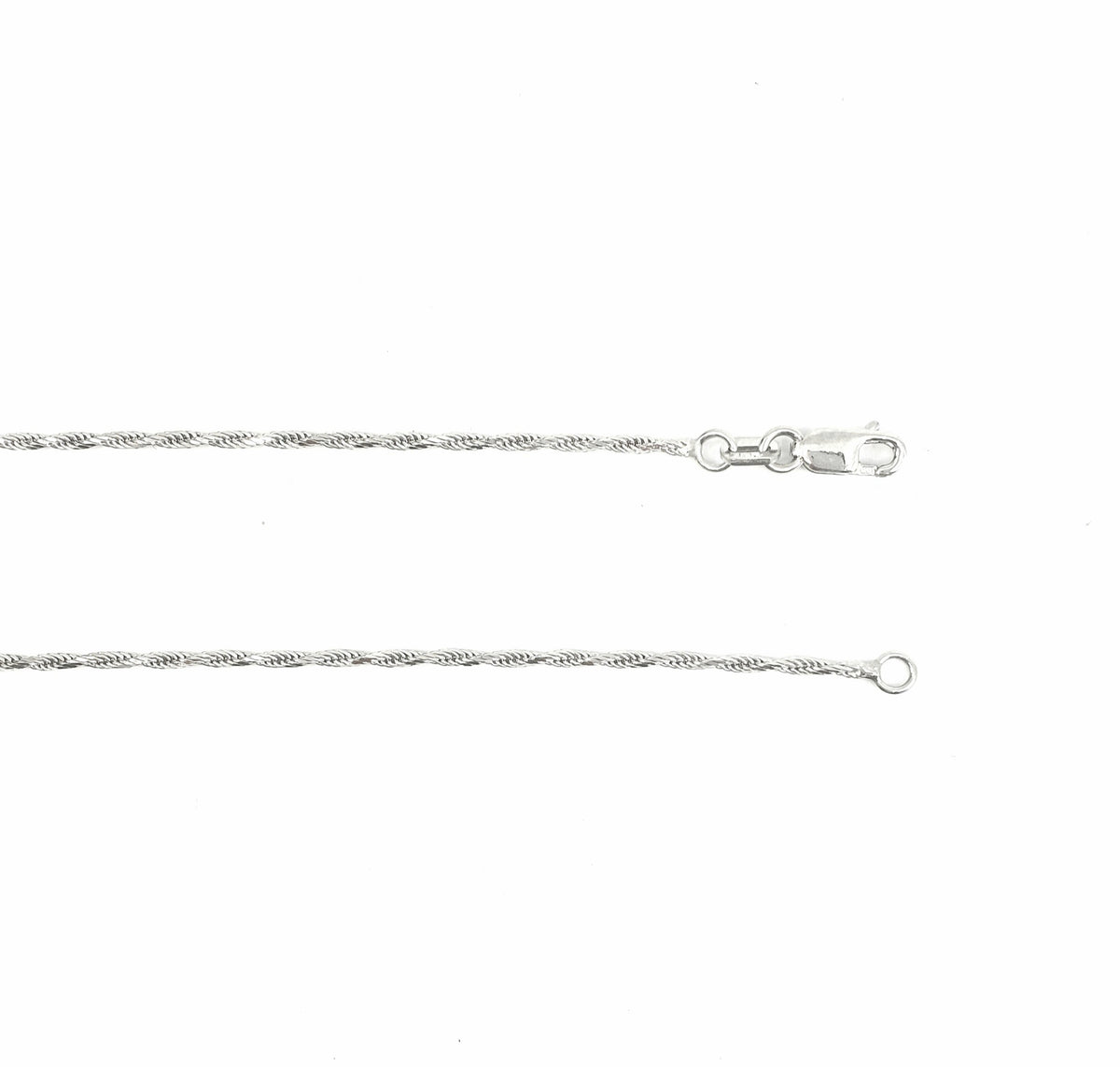 10K White Gold 1.40mm Rope Chain with Lobster Clasp - 16 Inches