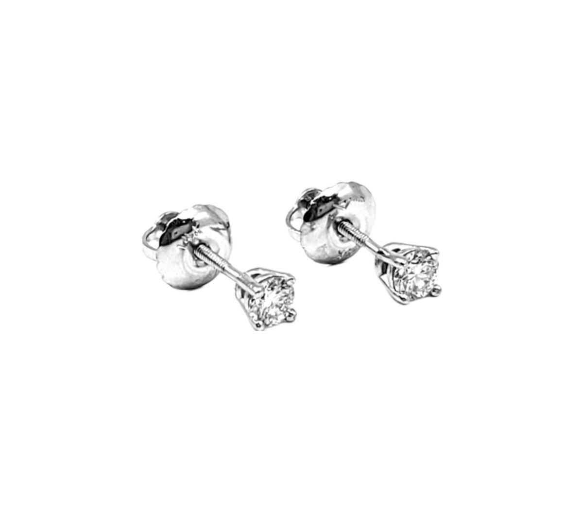 14K White Gold 0.15cttw Lab Grown Diamond Solitaire Earrings with Screw Back