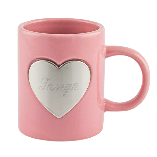 Taza de cerámica de corazón rosa