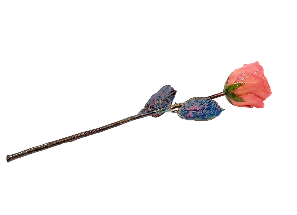 Copper Dipped Lacquered Genuine Pink Rose