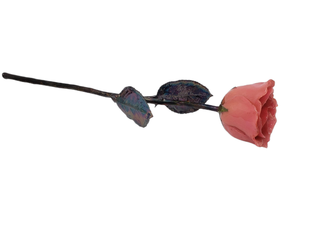 Copper Dipped Lacquered Genuine Pink Rose