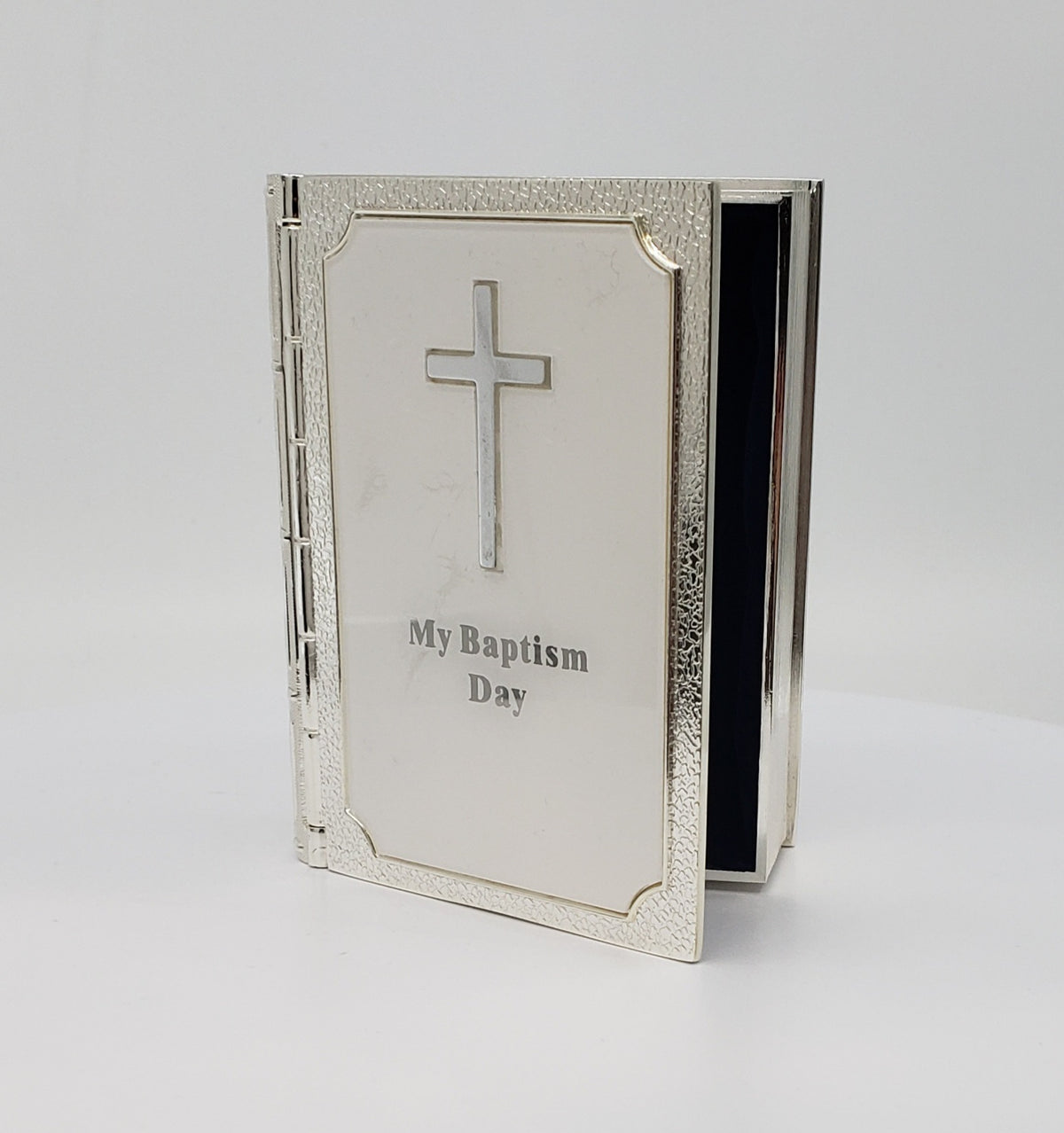 Silver Plated White Bible Trinket Box - Baptism