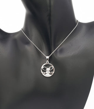 Colgante de plata de ley 925 con diamantes canadienses de 0,015 quilates con gran búho nival