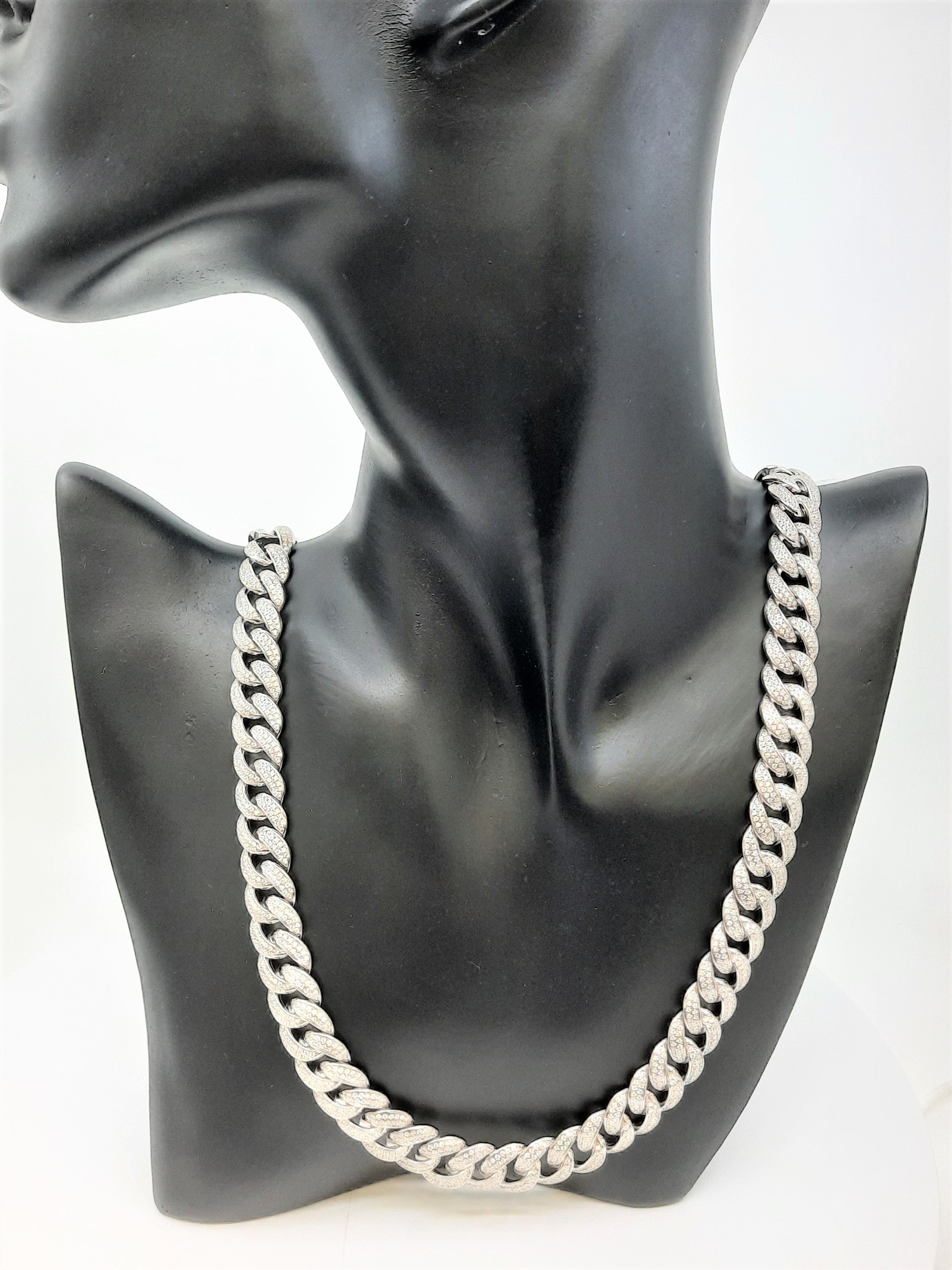 Sterling Silver with CZ Chain 24", 11.7mm