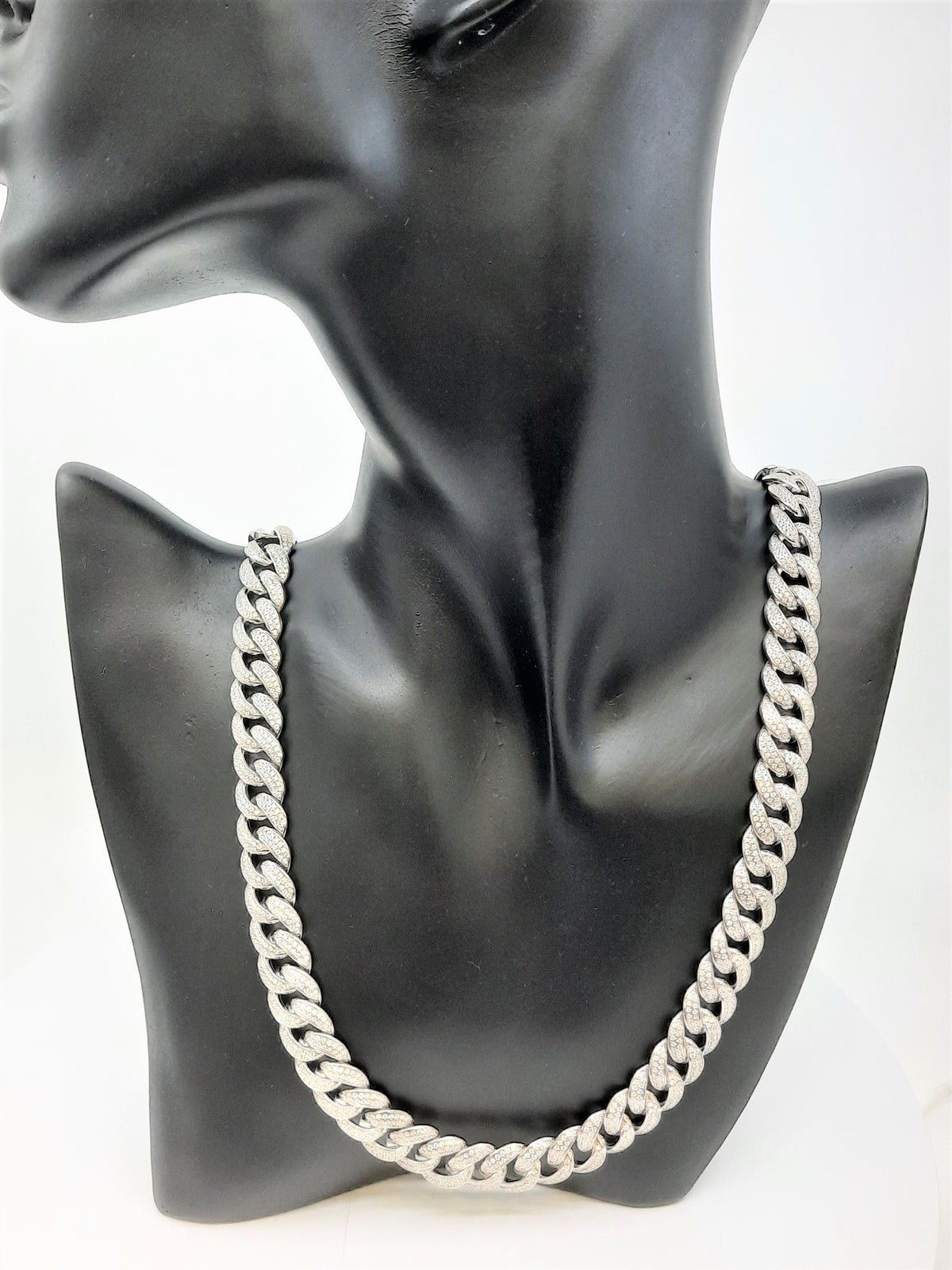Sterling Silver with CZ Chain 24&quot;, 11.7mm