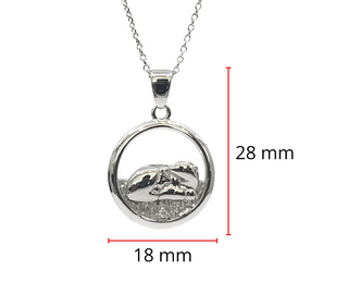 Colgante de plata de ley 925 con diamantes canadienses de 0,015 quilates, madre, oso y cachorro durmiendo