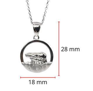925 Sterling Silver 0.015cttw Canadian Diamond Mother Bear and Cub Pendant