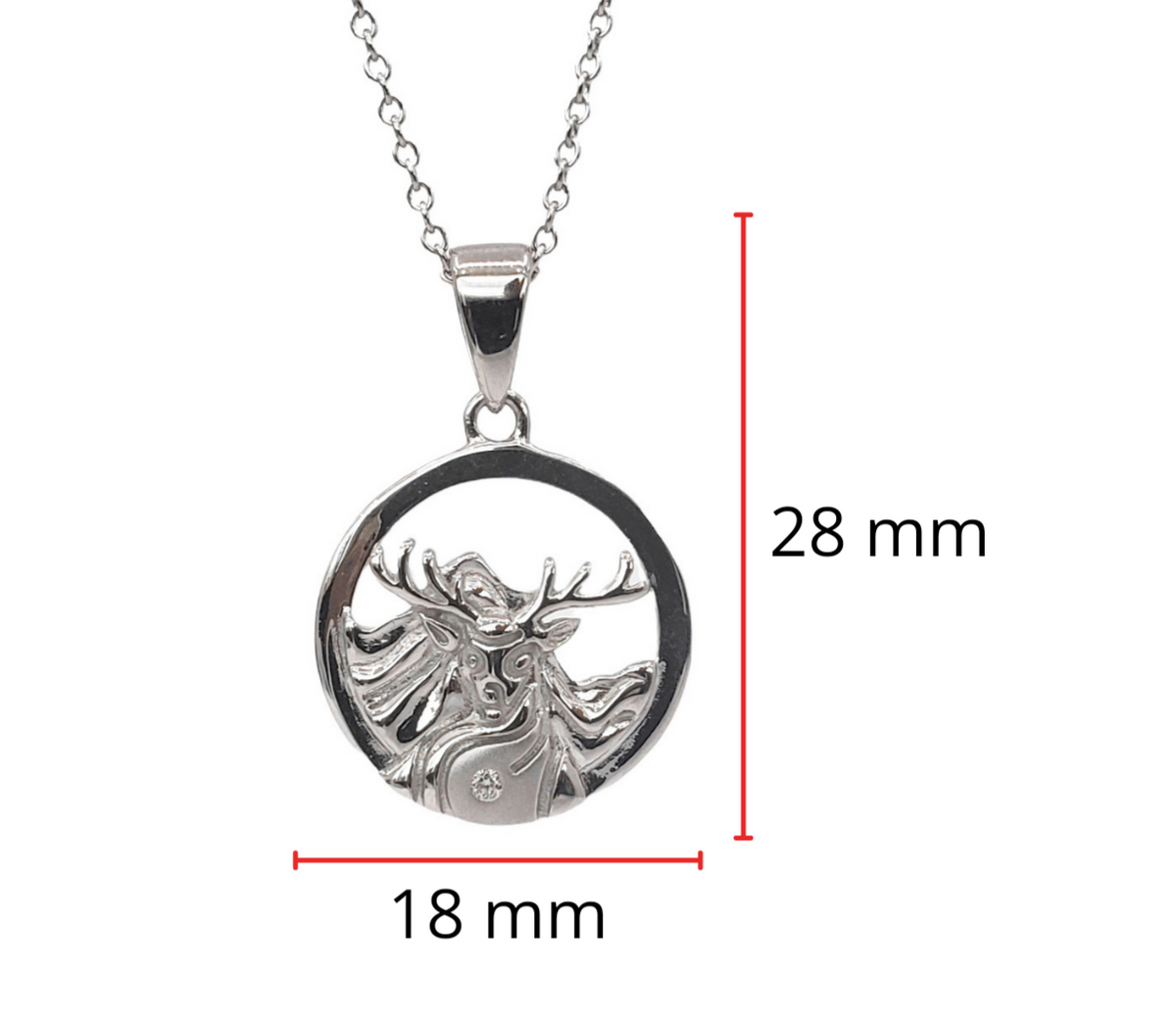 925 Sterling Silver 0.015cttw Canadian Diamond Majestic Elk Pendant