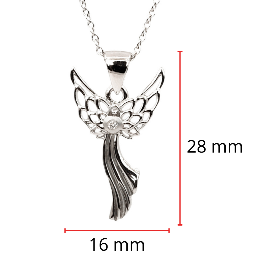 925 Sterling Silver 0.015cttw Canadian Diamond Guardian Snow Angel Pendant