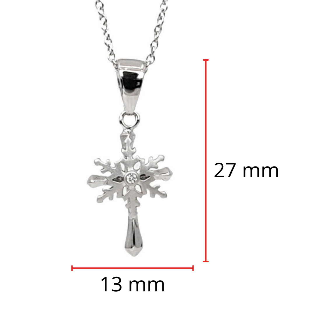 925 Sterling Silver 0.015cttw Canadian Diamond Northern Cross Pendant