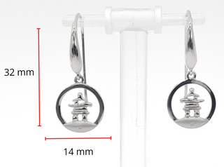 Pendientes colgantes Inukshuk de diamantes canadienses de 0,01 quilates de plata de ley 925