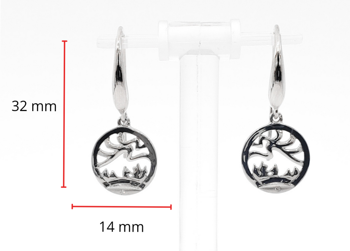 925 Sterling Silver 0.01cttw Canadian Diamond Aurora Dangle Earrings