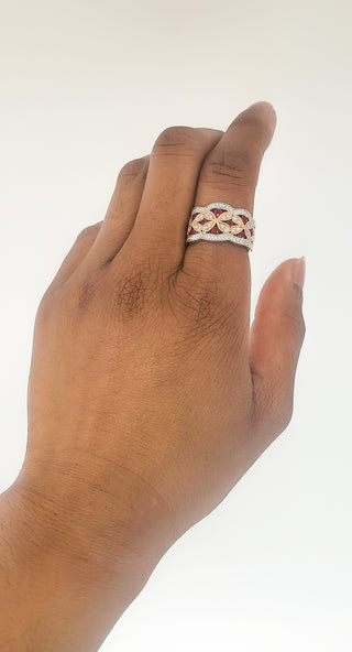 Anillo de oro blanco de 14 quilates con rubí de 0,72 quilates y diamante de 0,42 quilates - Tamaño 6,5