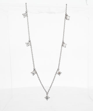 Collar de oro blanco de 14 quilates con diamantes cultivados en laboratorio de 1,61 quilates con cadena Rolo (cierre de langosta), ajustable de 16 a 18 pulgadas