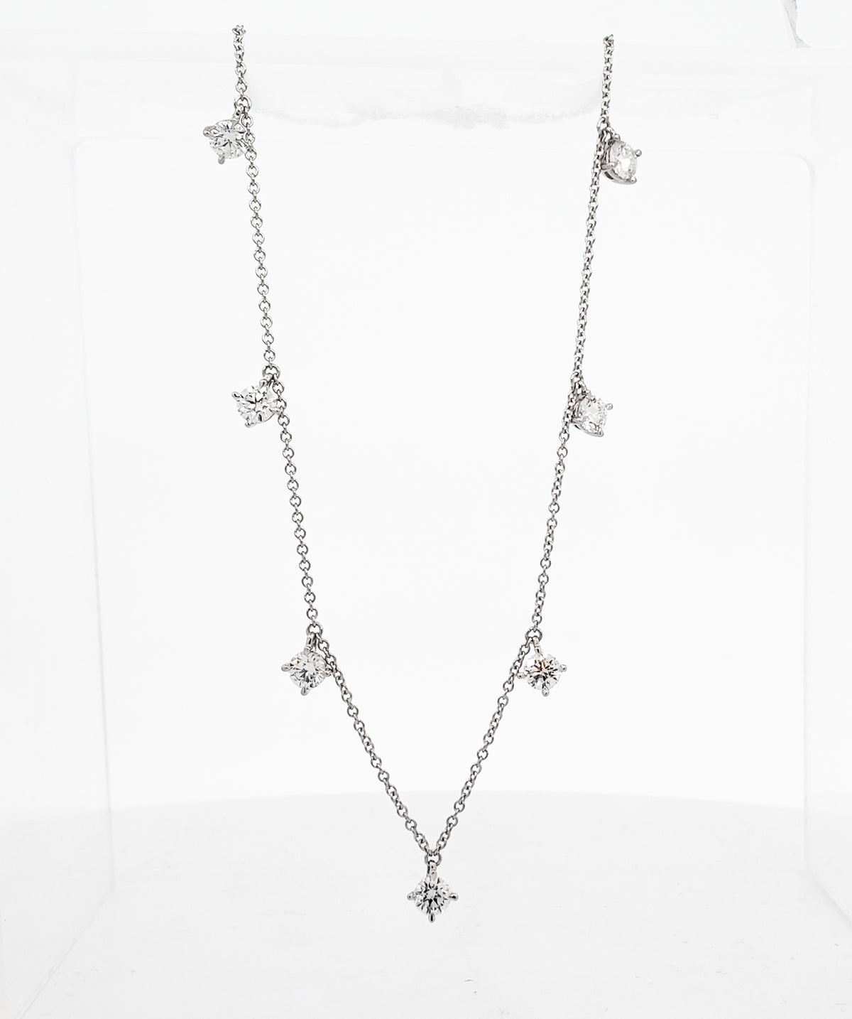 14K White Gold 1.61cttw Lab Grown Diamond Necklace with Rolo Chain (Lobster Clasp) - Adjustable 16 - 18 Inches