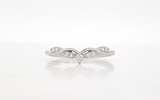 Anillo de oro blanco de 10 quilates con diamantes de 0,11 quilates, tamaño 6,5