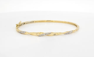 Brazalete de diamantes de 0,17 quilates en oro amarillo de 10 quilates, 7"