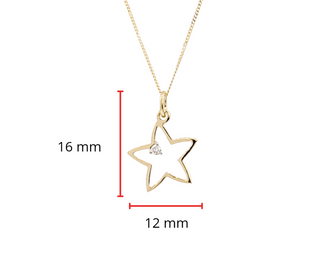 Colgante de estrella con diamantes de 0,02 quilates en oro amarillo de 10 quilates, 18"