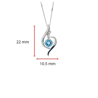 Collar de oro blanco de 10 quilates con topacio azul de 5 mm y diamantes de 0,03 quilates - 18 pulgadas