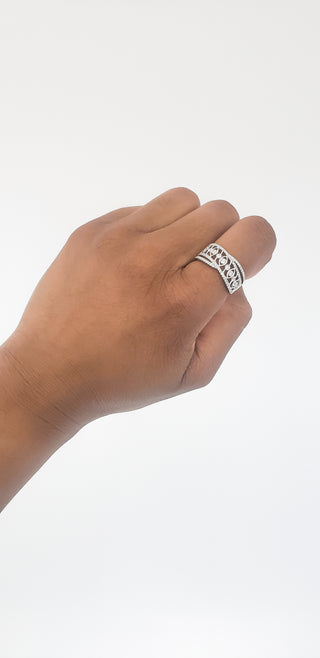 Anillo de oro blanco de 14 quilates con diamantes de 0,62 quilates, talla 6