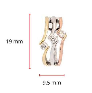 Aretes tipo argolla de oro tricolor de 14 quilates con diamantes de 0,54 quilates