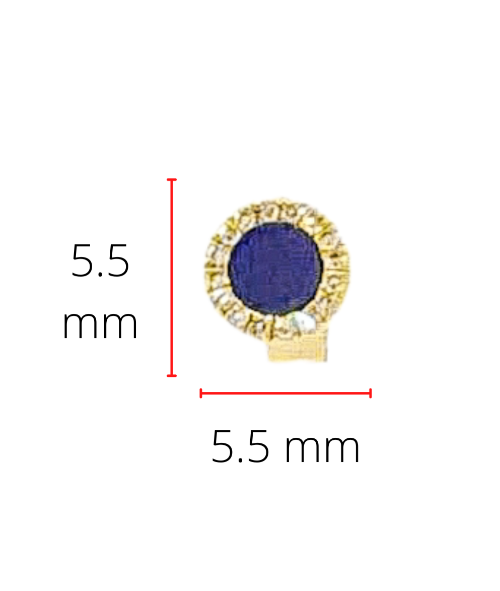 Aretes de oro amarillo de 14 quilates con lapislázuli de 0,12 quilates y halo de diamantes de 0,09 quilates