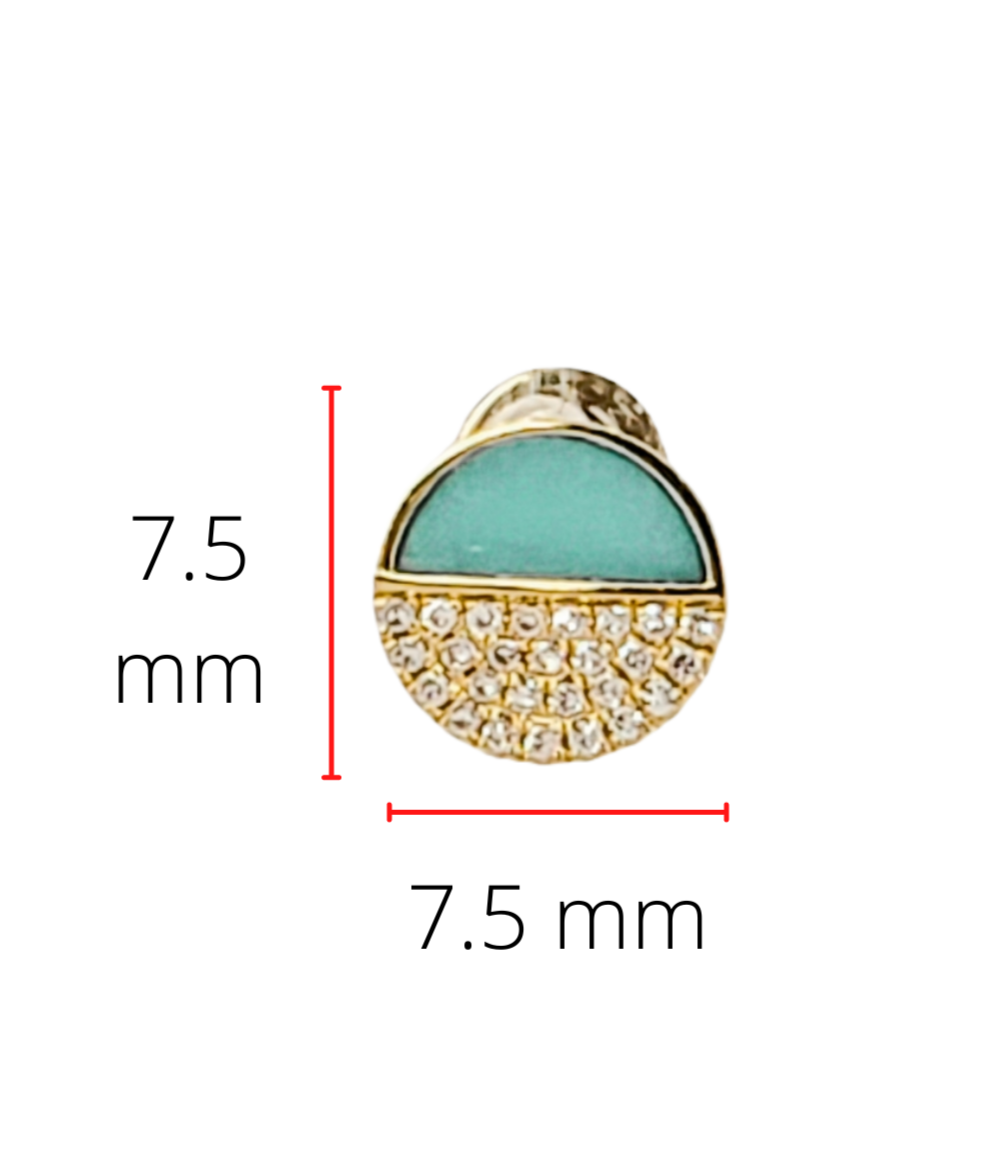 14K Yellow Gold 0.46cttw Turquoise and 0.12cttw Diamond Earrings