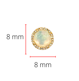 Aretes de oro amarillo de 14 quilates con ópalo de 0,96 quilates y halo de diamantes de 0,10 quilates