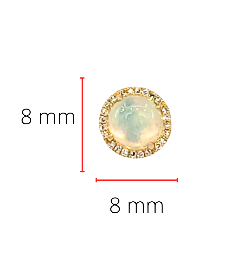 Aretes de oro amarillo de 14 quilates con ópalo de 0,96 quilates y halo de diamantes de 0,10 quilates