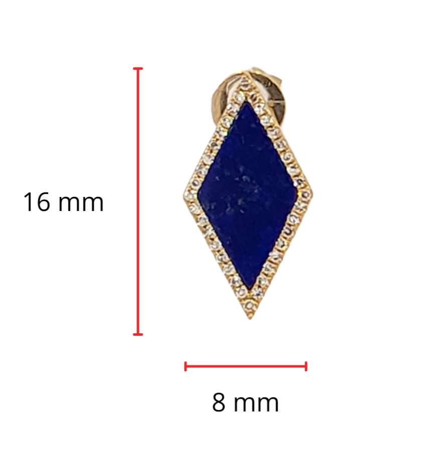 14K Yellow Gold 1.26cttw Lapis Lazuli and 0.18cttw Diamond Halo Stud Earrings