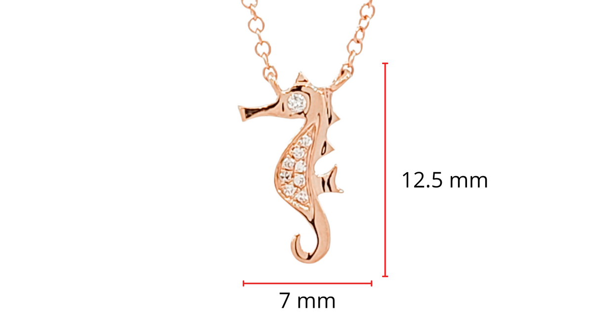 14K Rose Gold 0.03cttw Diamond Seahorse Pendant, 18&quot;