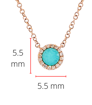 Collar de oro rosa de 14 quilates con turquesa de 0,18 quilates y diamantes de 0,04 quilates, 18"
