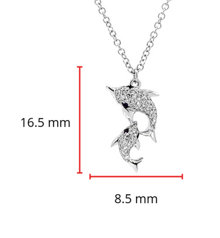 Colgante de mamá y pantorrilla con diamantes y zafiro de 0,12 quilates en oro blanco de 14 quilates, 18"