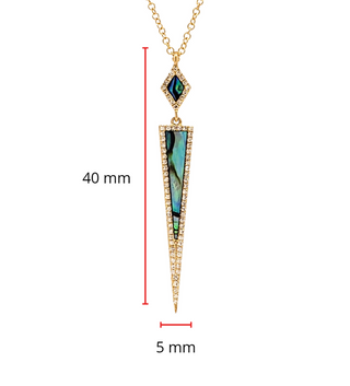 Collar de concha de abulón de oro amarillo de 14 quilates y diamantes de 0,17 quilates, 18"