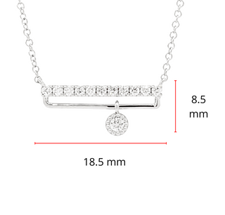 Colgante con barra de diamantes de 0,18 quilates en oro blanco de 14 quilates, 18"