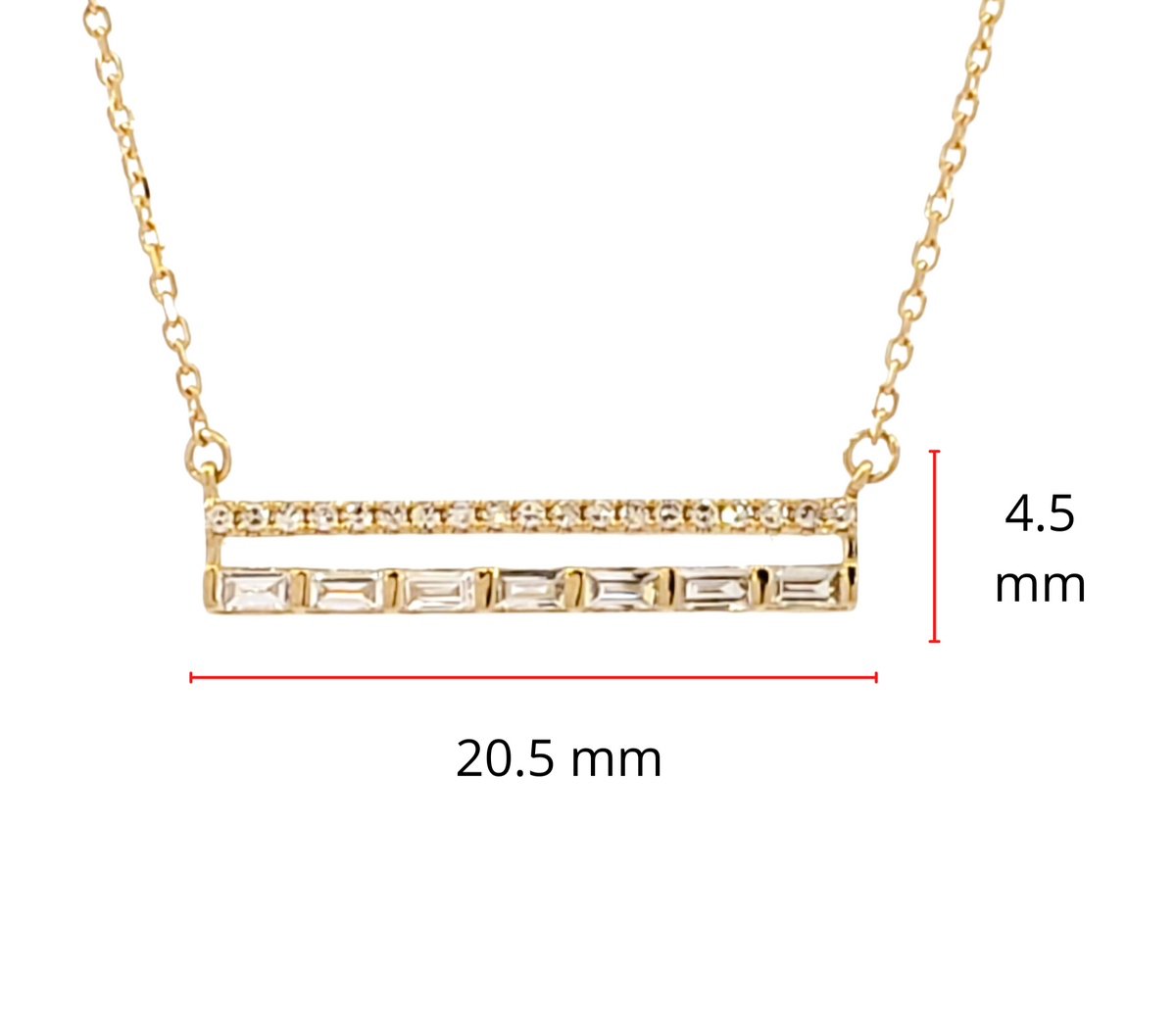 14K Yellow Gold 0.22cttw Diamond Bar Pendant, 18&quot;