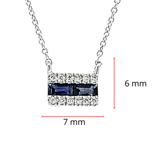 Collar de diamantes y zafiros en oro blanco de 14 quilates, 18"