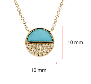 Collar de oro amarillo de 14 quilates con turquesa de 0,48 quilates y diamantes de 0,08 quilates, 18"