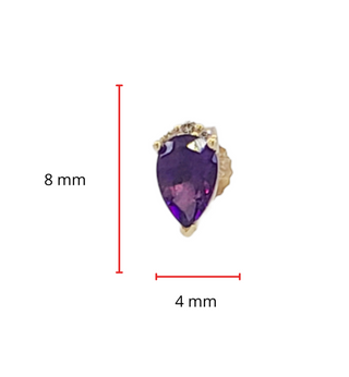 Aretes de diamantes y amatista en oro amarillo de 10 quilates