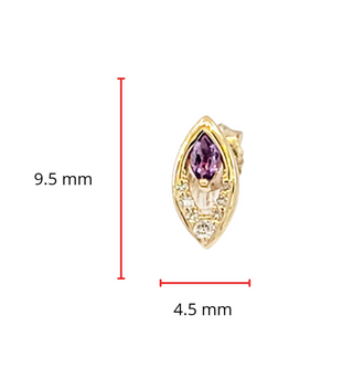 Aretes de diamantes y amatista en oro amarillo de 10 quilates