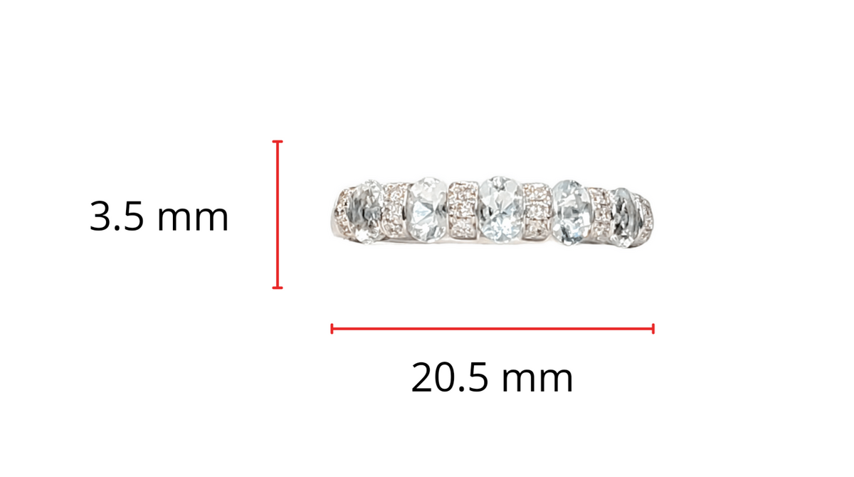 Anillo de oro blanco de 10 quilates con aguamarina de 0,75 quilates y diamantes de 0,10 quilates, talla 7