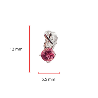 Aretes de oro blanco de 10 quilates con turmalina rosa de 0,90 quilates y diamantes de 0,012 quilates con respaldo de mariposa
