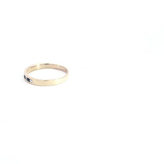 Anillo de diamantes y zafiro en oro amarillo de 14 quilates - Talla 6