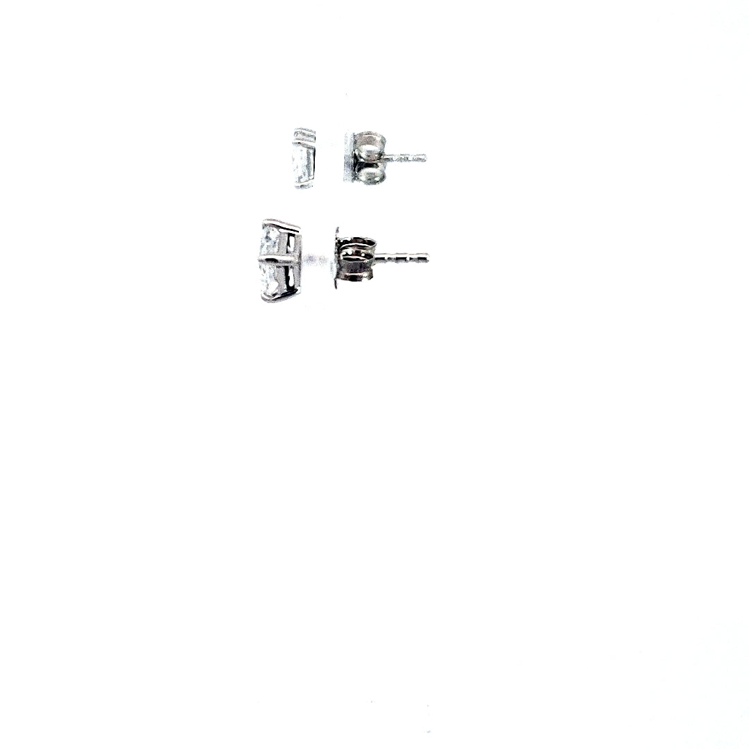 14K White Gold 1.00cttw Lab Grown Princess Cut Diamond Solitaire Earrings with Butterfly Back