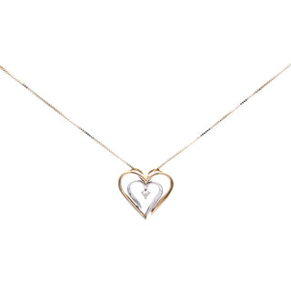 Colgante en forma de corazón con diamantes canadienses de 0,04 quilates en oro amarillo de 10 quilates, 18"